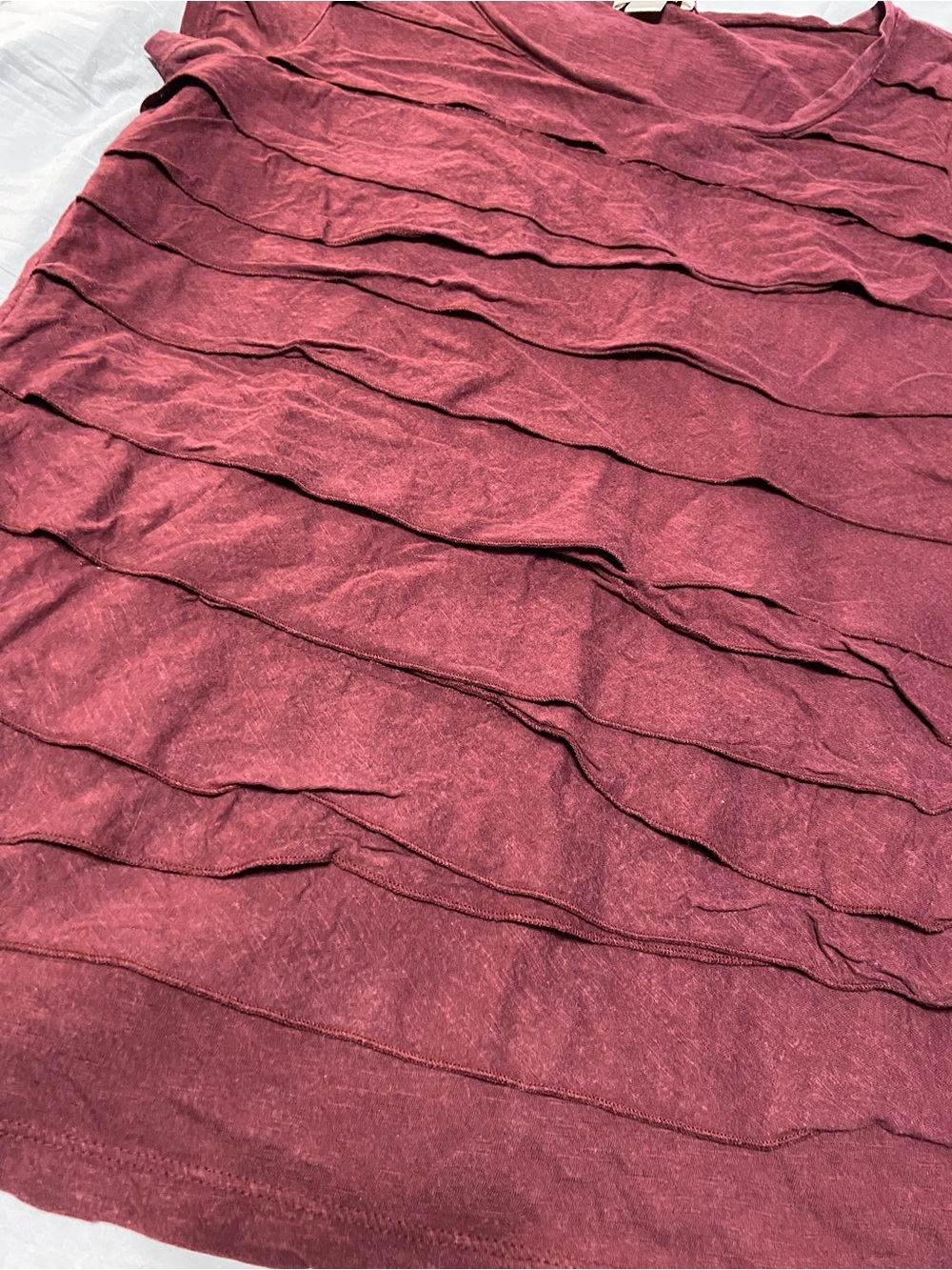 LOFT Red Ruffle Layered Short Sleeve Tee - Picture 3 of 7